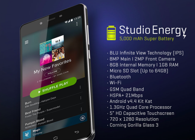 Blu lança smartphone Studio Energy