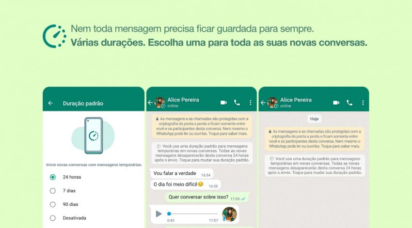 Modo temporário do WhatsApp permite apagar conversas em 24 horas